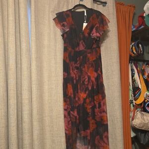 Chic Black and Red Floral Maxi Dress